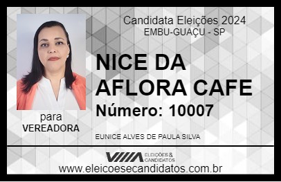 Candidato NICE DA AFLORA CAFE 2024 - EMBU-GUAÇU - Eleições