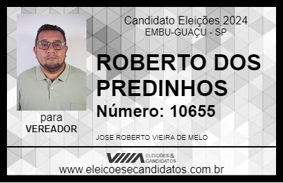 Candidato ROBERTO DOS PREDINHOS 2024 - EMBU-GUAÇU - Eleições