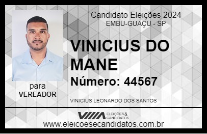 Candidato VINICIUS DO MANÉ 2024 - EMBU-GUAÇU - Eleições