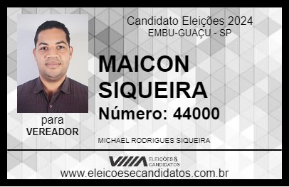 Candidato MAICON SIQUEIRA 2024 - EMBU-GUAÇU - Eleições