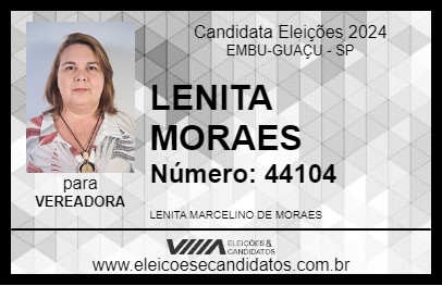 Candidato LENITA MORAES 2024 - EMBU-GUAÇU - Eleições