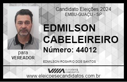 Candidato EDMILSON CABELEIREIRO 2024 - EMBU-GUAÇU - Eleições