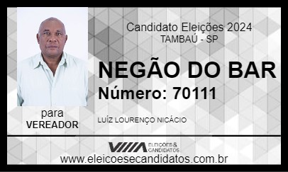 Candidato NEGÃO DO BAR 2024 - TAMBAÚ - Eleições