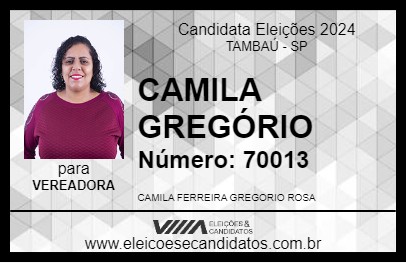 Candidato CAMILA GREGÓRIO 2024 - TAMBAÚ - Eleições