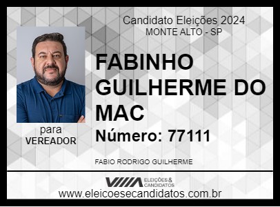 Candidato FABINHO GUILHERME DO MAC 2024 - MONTE ALTO - Eleições