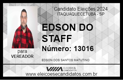 Candidato EDSON  DO STAFF 2024 - ITAQUAQUECETUBA - Eleições