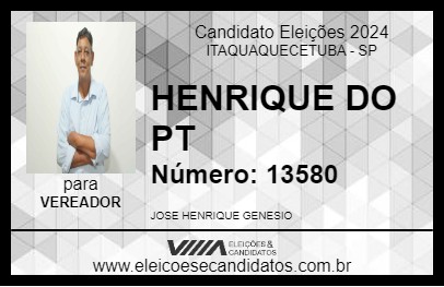 Candidato HENRIQUE DO PT 2024 - ITAQUAQUECETUBA - Eleições