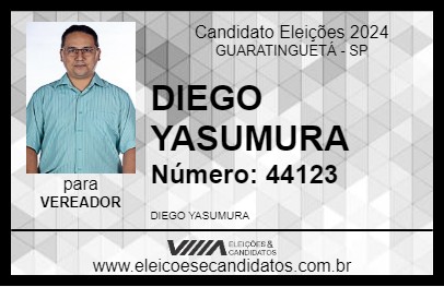 Candidato DIEGO YASUMURA 2024 - GUARATINGUETÁ - Eleições