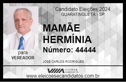 Candidato MAMÃE HERMÍNIA 2024 - GUARATINGUETÁ - Eleições