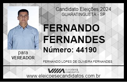 Candidato FERNANDO FERNANDES 2024 - GUARATINGUETÁ - Eleições