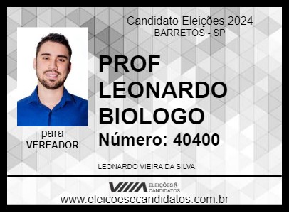 Candidato PROF LEONARDO BIOLOGO 2024 - BARRETOS - Eleições