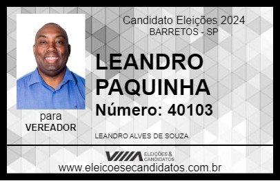 Candidato LEANDRO PAQUINHA 2024 - BARRETOS - Eleições