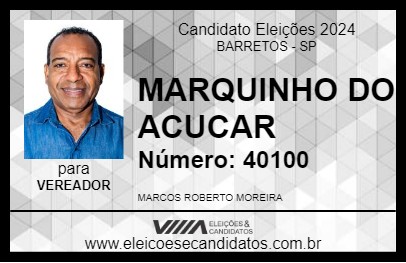 Candidato MARQUINHO DO ACUCAR 2024 - BARRETOS - Eleições