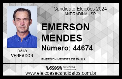 Candidato EMERSON MENDES 2024 - ANDRADINA - Eleições