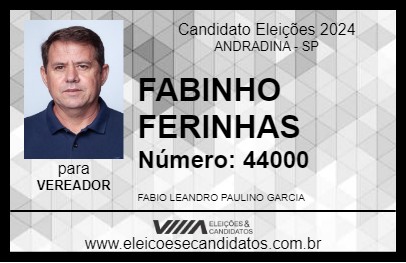 Candidato FABINHO FERINHAS 2024 - ANDRADINA - Eleições