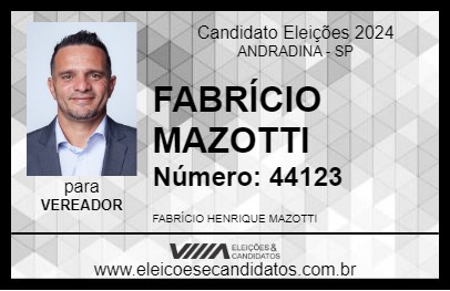 Candidato FABRÍCIO MAZOTTI 2024 - ANDRADINA - Eleições