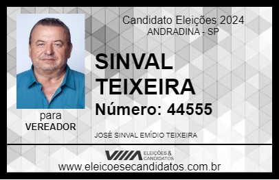 Candidato SINVAL TEIXEIRA 2024 - ANDRADINA - Eleições