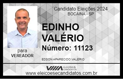 Candidato EDINHO VALÉRIO 2024 - BOCAINA - Eleições