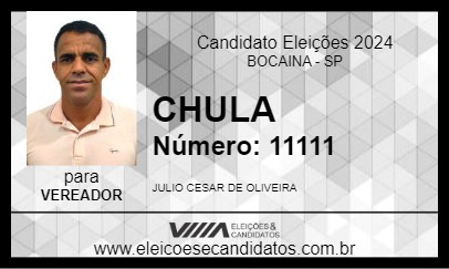 Candidato CHULA 2024 - BOCAINA - Eleições