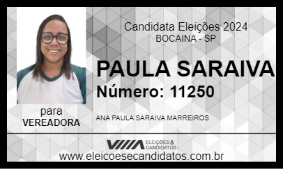 Candidato PAULA SARAIVA 2024 - BOCAINA - Eleições