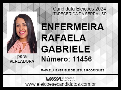 Candidato ENFERMEIRA RAFAELA GABRIELE 2024 - ITAPECERICA DA SERRA - Eleições