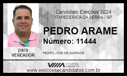 Candidato PEDRO ARAME 2024 - ITAPECERICA DA SERRA - Eleições