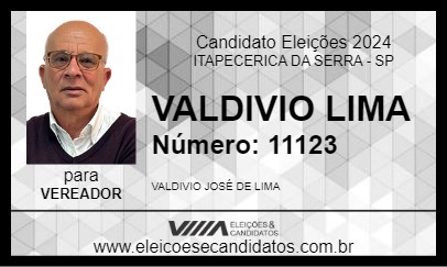 Candidato VALDIVIO LIMA 2024 - ITAPECERICA DA SERRA - Eleições