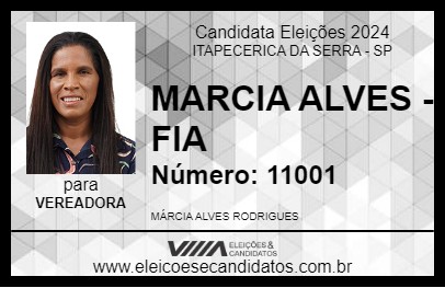 Candidato MARCIA ALVES - FIA 2024 - ITAPECERICA DA SERRA - Eleições