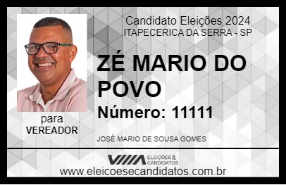 Candidato ZÉ MARIO DO POVO 2024 - ITAPECERICA DA SERRA - Eleições