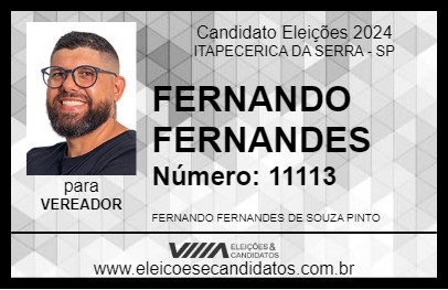 Candidato FERNANDO FERNANDES 2024 - ITAPECERICA DA SERRA - Eleições