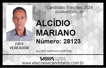 Candidato ALCÍDIO MARIANO 2024 - GUARAREMA - Eleições