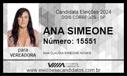 Candidato ANA SIMEONE 2024 - DOIS CÓRREGOS - Eleições