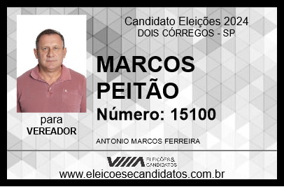 Candidato MARCOS PEITÃO 2024 - DOIS CÓRREGOS - Eleições