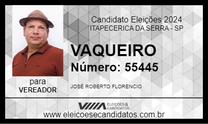 Candidato VAQUEIRO 2024 - ITAPECERICA DA SERRA - Eleições