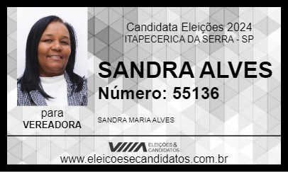 Candidato SANDRA ALVES 2024 - ITAPECERICA DA SERRA - Eleições