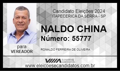 Candidato NALDO CHINA 2024 - ITAPECERICA DA SERRA - Eleições