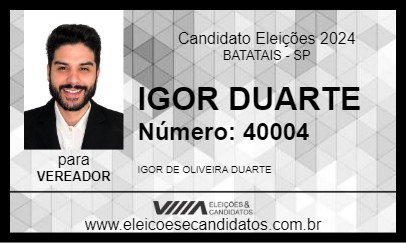 Candidato IGOR DUARTE 2024 - BATATAIS - Eleições