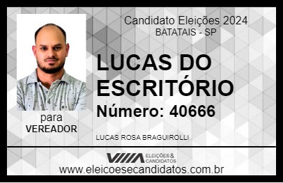 Candidato LUCAS DO ESCRITÓRIO 2024 - BATATAIS - Eleições