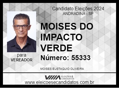 Candidato MOISES DO IMPACTO VERDE 2024 - ANDRADINA - Eleições