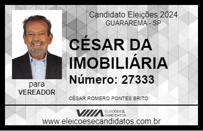 Candidato CÉSAR DA IMOBILIÁRIA 2024 - GUARAREMA - Eleições