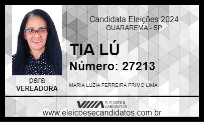 Candidato TIA LÚ 2024 - GUARAREMA - Eleições