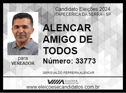 Candidato ALENCAR AMIGO DE TODOS 2024 - ITAPECERICA DA SERRA - Eleições