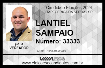 Candidato LANTIEL SAMPAIO 2024 - ITAPECERICA DA SERRA - Eleições