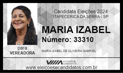 Candidato MARIA IZABEL 2024 - ITAPECERICA DA SERRA - Eleições