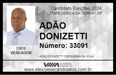 Candidato ADÃO DONIZETTI 2024 - ITAPECERICA DA SERRA - Eleições