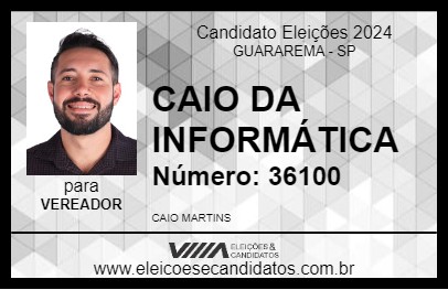 Candidato CAIO DA INFORMÁTICA 2024 - GUARAREMA - Eleições