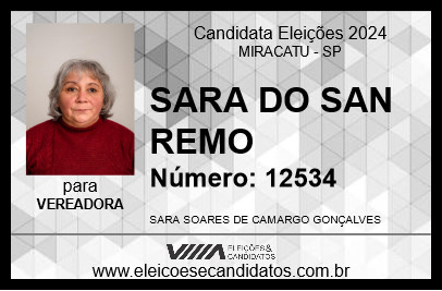 Candidato SARA DO SAN REMO 2024 - MIRACATU - Eleições