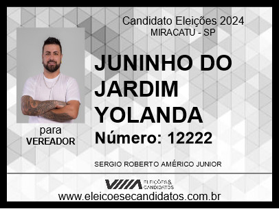 Candidato JUNINHO DO JARDIM YOLANDA 2024 - MIRACATU - Eleições