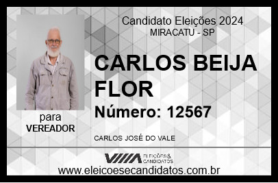 Candidato CARLOS BEIJA FLOR 2024 - MIRACATU - Eleições