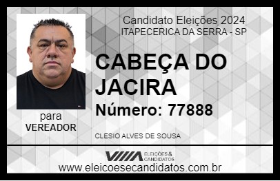 Candidato CABEÇA DO JACIRA 2024 - ITAPECERICA DA SERRA - Eleições